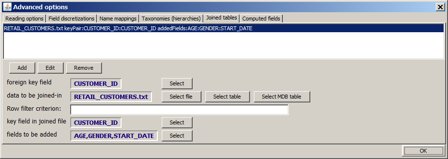 joined table specification tab